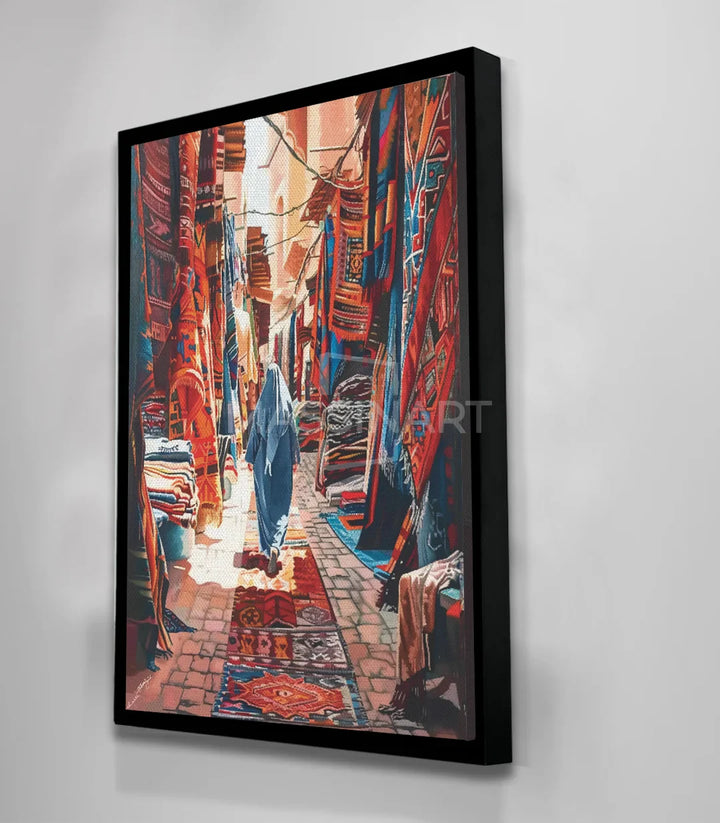 Mise en situation tableau tapis traditionnel salon marocain Massinart