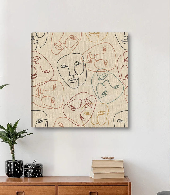 Tableau Faces Massinart — décoration intérieur contemporain sur mur blanc