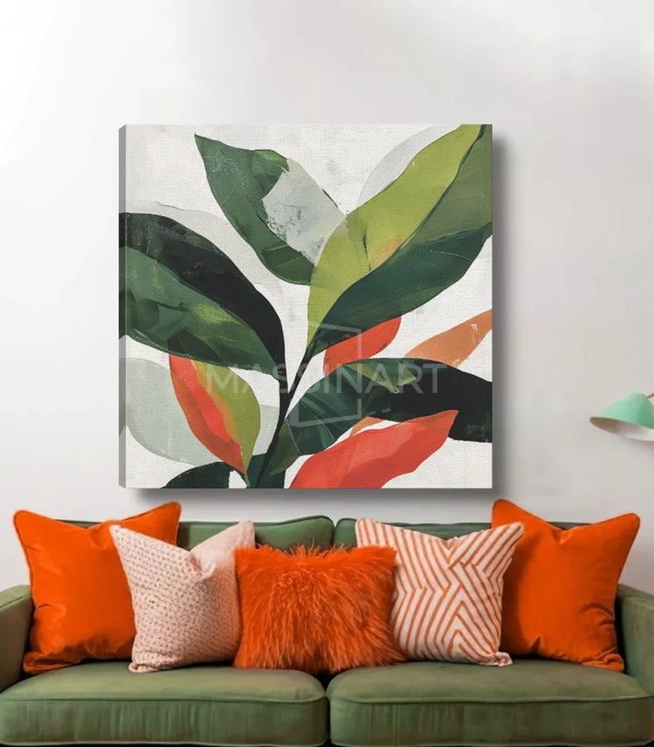 Tableau moderne feuilles stylisées composition florale Massinart