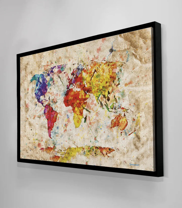 Cadre noir Carte du Monde Colorée Massinart — décoration murale