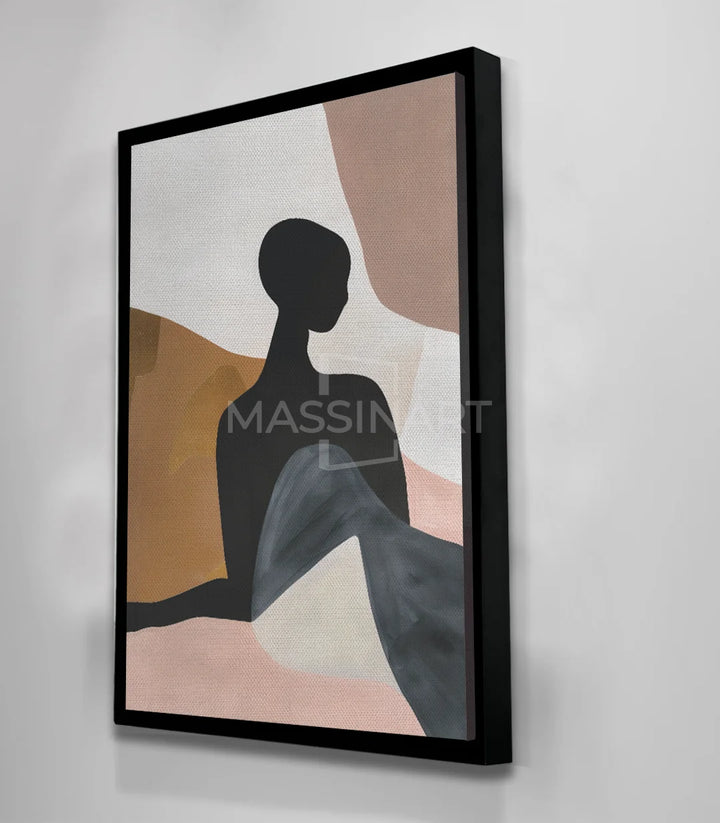 Tableau Shade formes géométriques abstraites silhouette féminin tons terre Massinart