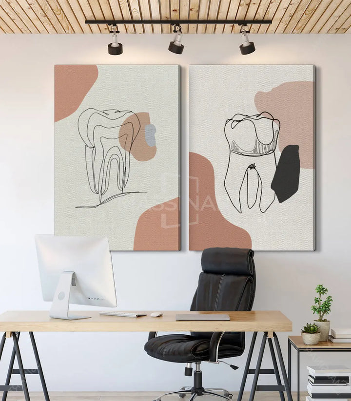 Tableau cabinet médical dentiste minimaliste trait continu — Massinart