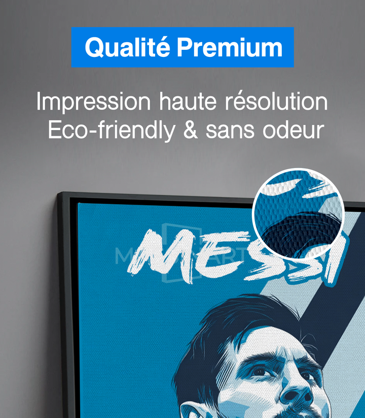 Tableau portrait joueur Messi vertical design minimaliste Massinart