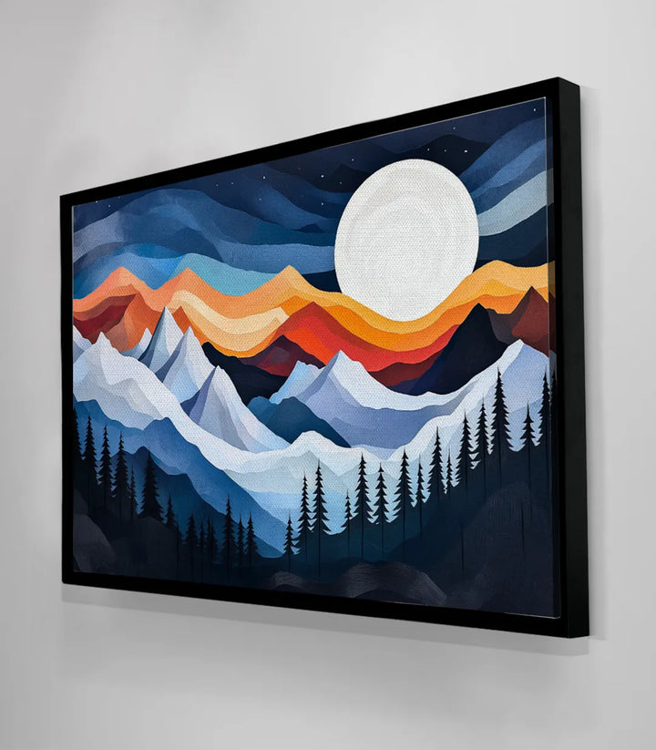 Tableau Moonlit Peaks mise en situation bureau séjour décoration intérieur