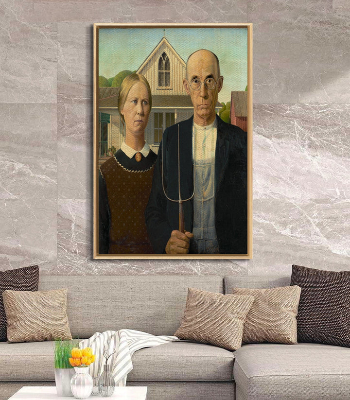 Tableau American Gothic ambiance bureau classique Massinart