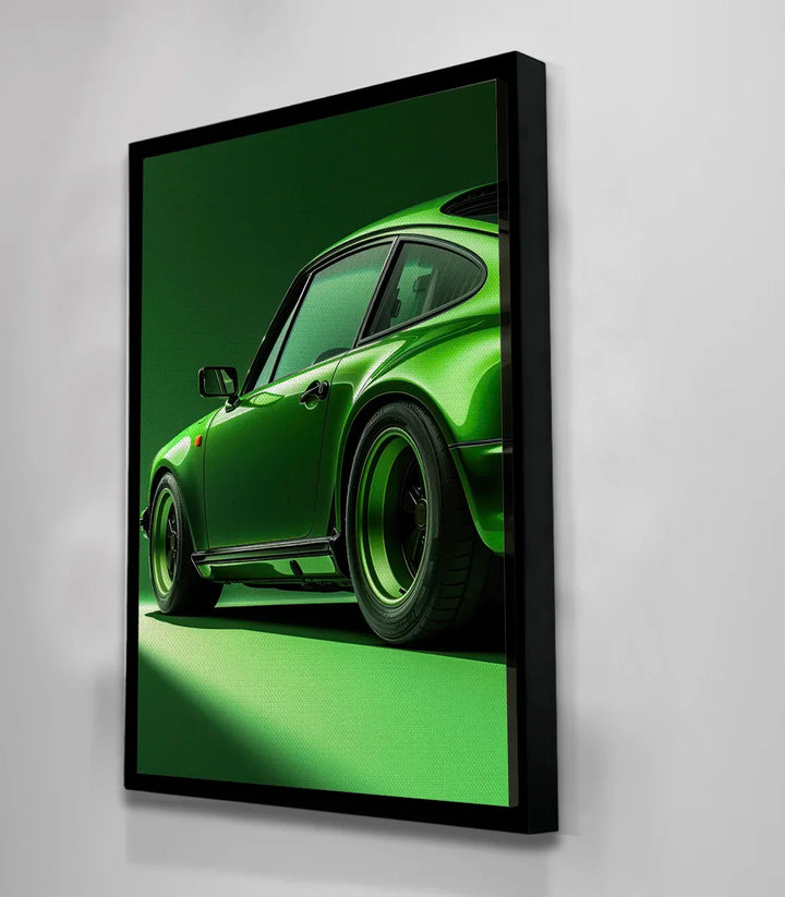 Tableau voiture verte Massinart — composition automobile minimaliste