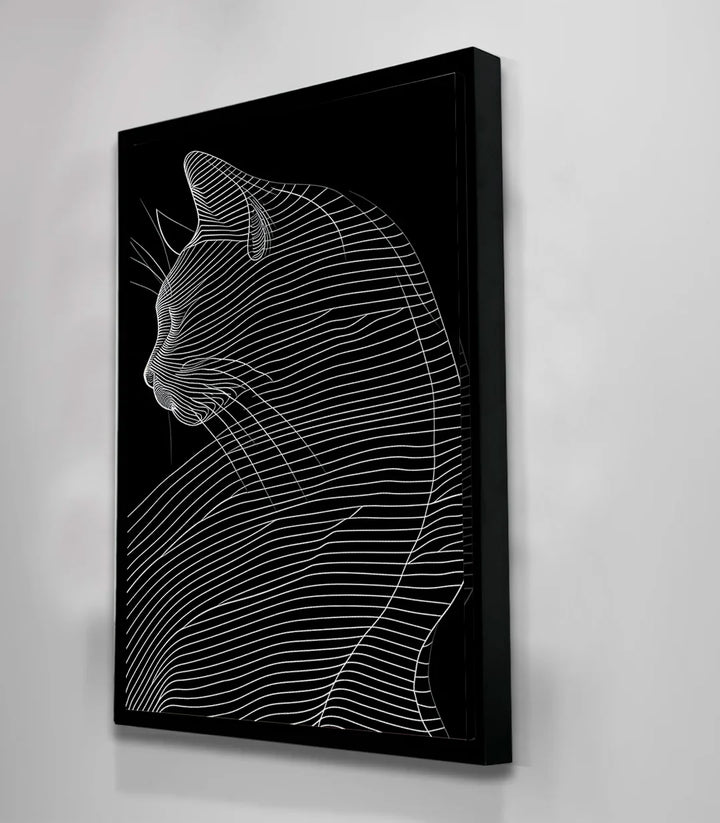 Tableau félin abstrait — Linear Cat Massinart pour salon moderne Massinart