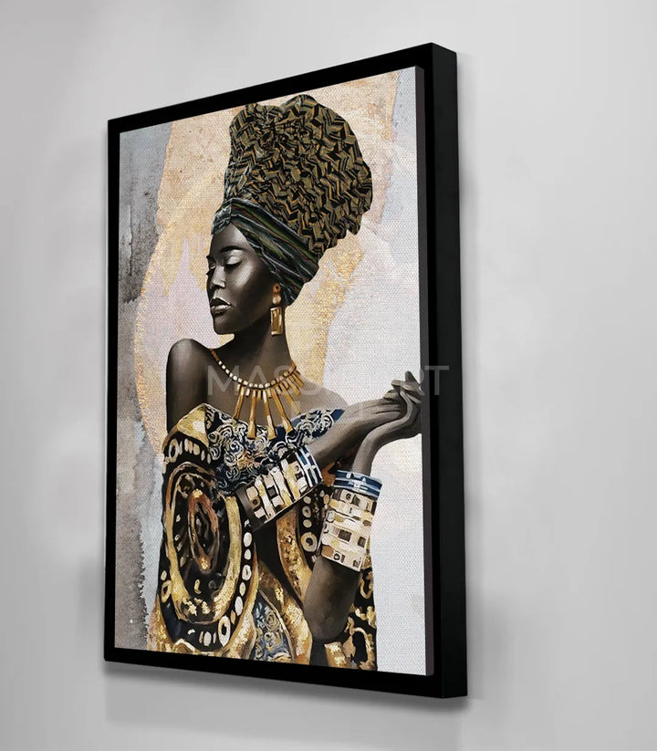 Tableau African Queen portrait femme noire coiffure traditionelle Massinart