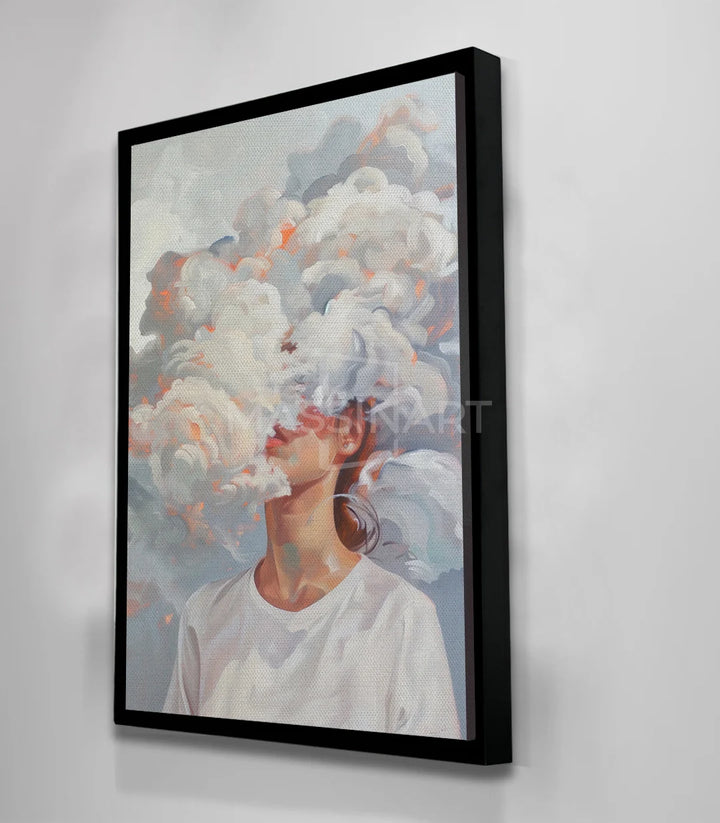 Portrait abstrait nuages blancs décor mural Massinart