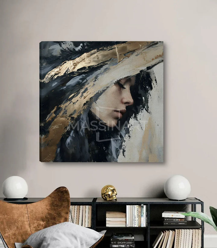 Tableau Insight variante mise en place salon design, art figuratif moderne Massinart