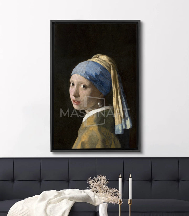 Tableau La Jeune Fille à la Perle, mise en situation salon moderne Massinart