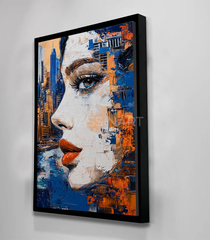 Tableau City Vision art contemporain fusion portrait ville — Massinart