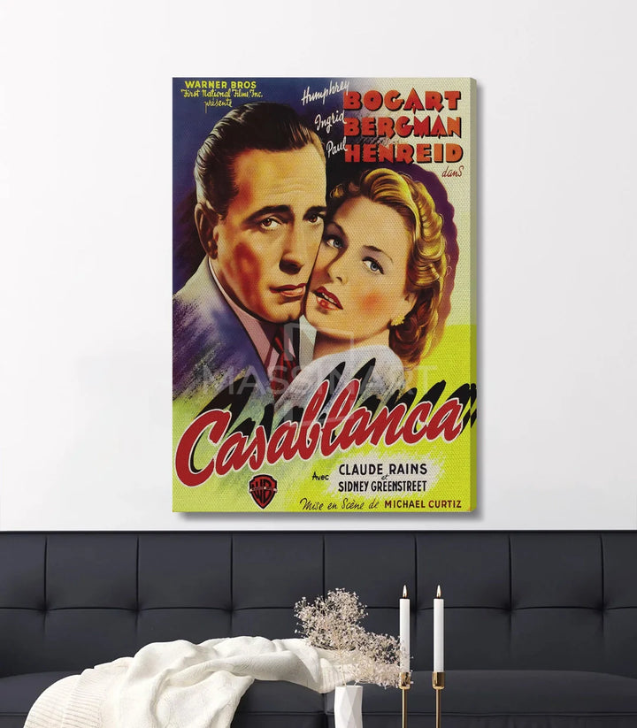 Tableau affiche cinema vintage Casablanca wall art Massinart