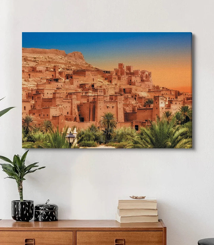 Tableau paysage désert maroc Aït Benhaddou Massinart