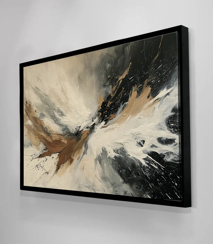 Tableau Twilight sous éclairage naturel, palette beige noir doré — Massinart