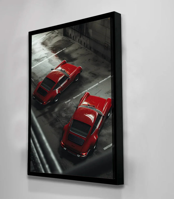 Tableau Red Duo photo-art parking urbain Massinart