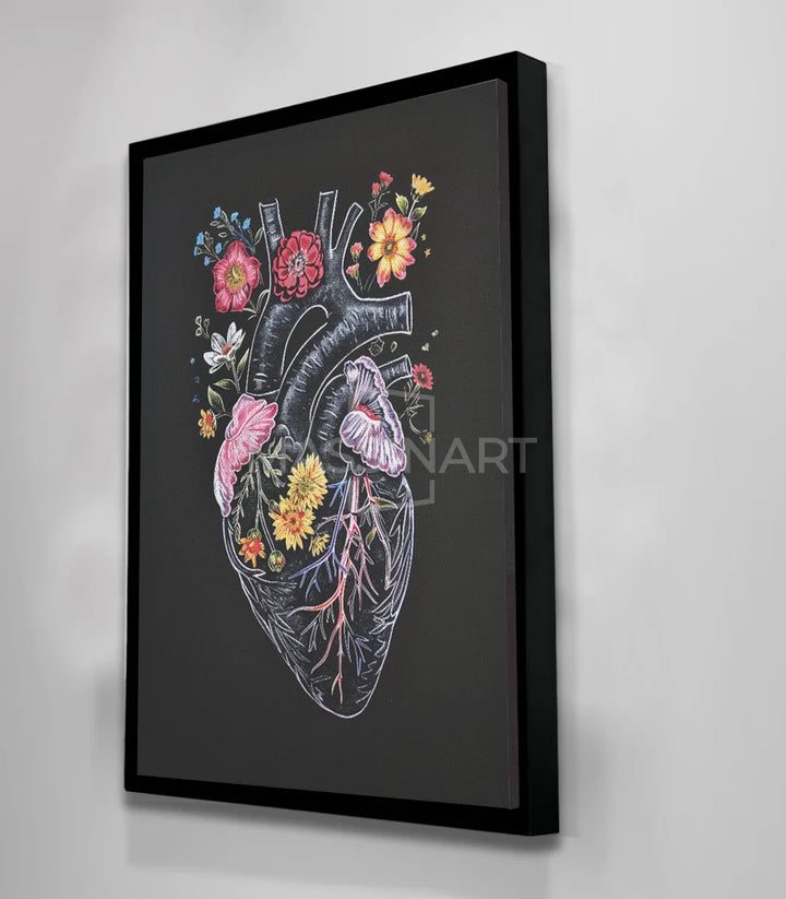 Ambiance décoration murale — tableau coeur floral noir Massinart