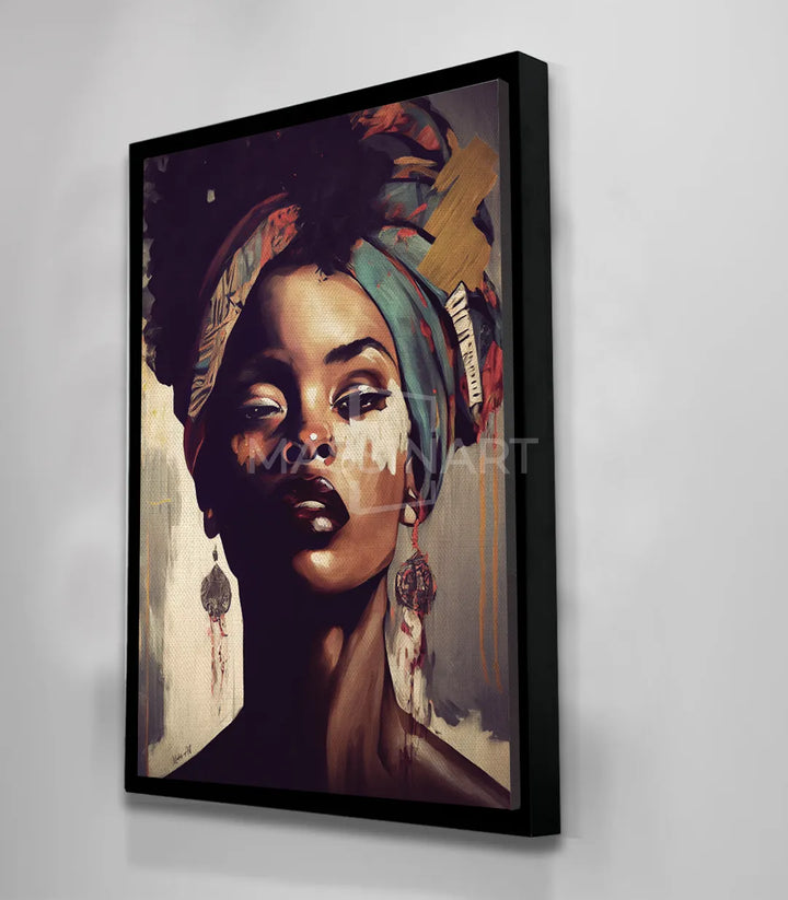 Chambre à coucher décoration, portrait contemporain femme africaine — Massinart