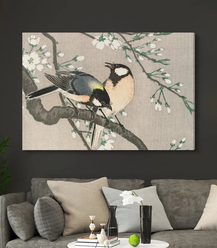 Tableau Branch Mates décoration bureau nature — illustration oiseaux floral