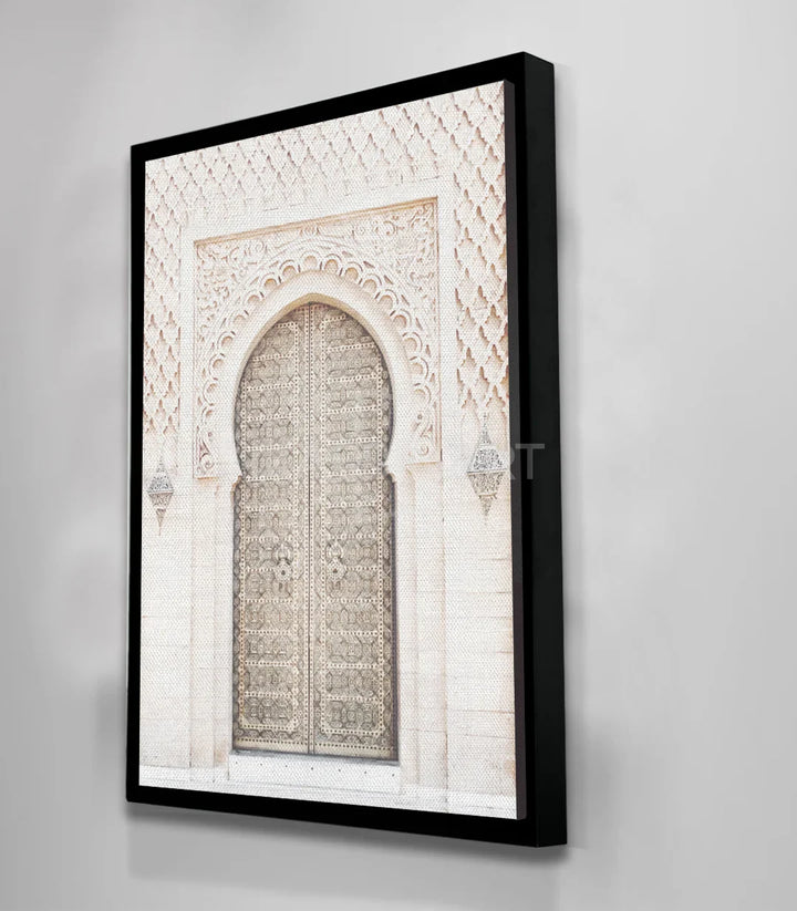 Tableau détail zellige porte marocaine blanc Massinart