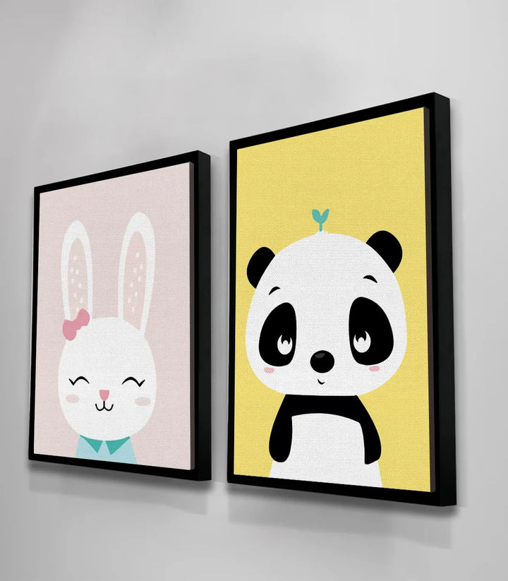 Mise en situation salon chambre enfant diptyque Bunny Panda Massinart