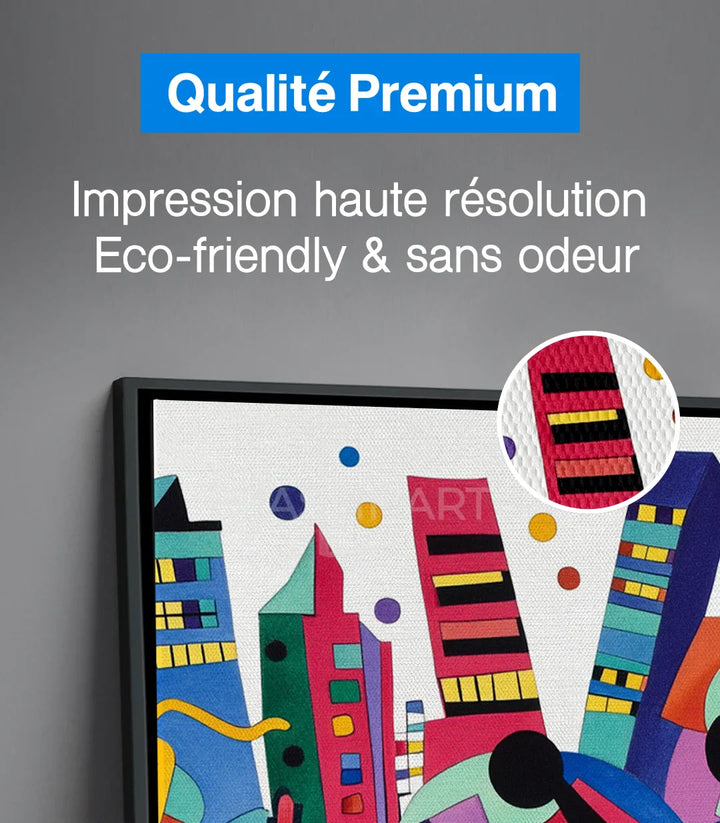 Palette de couleurs expressionnistes — bleu, rose, jaune, orange dans composition musicale — Massinart