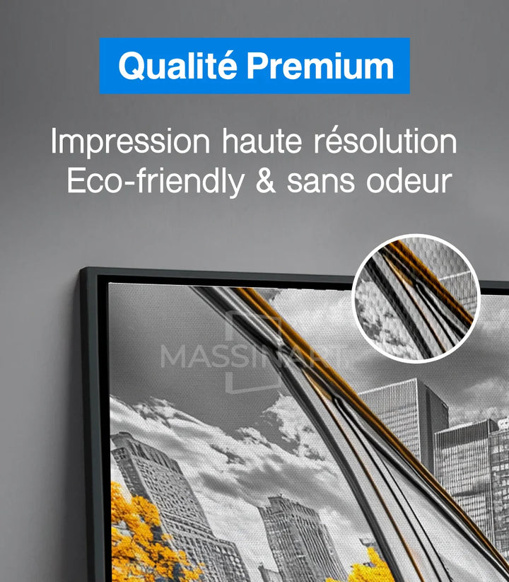 Tableau urbain selective color mise en place salon gris Massinart