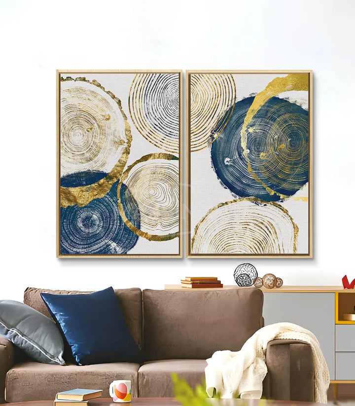 Décoration intérieur séjour — Tableau Wooden Stump cercles bois géométrique Massinart