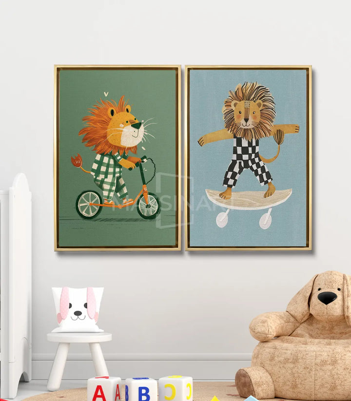 Tableau Skater King diptyque mise en situation chambre garçon Massinart