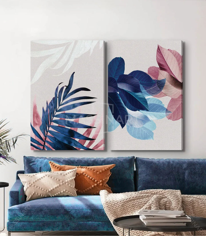 Tableau feuilles botaniques minimaliste mur Massinart