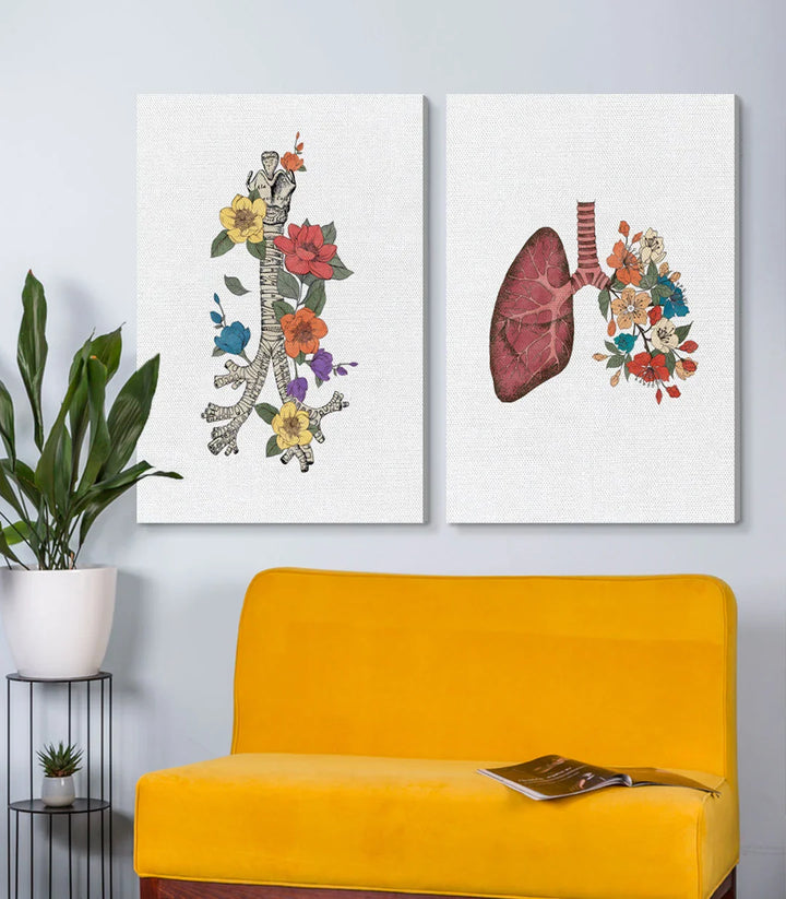 Mise en situation salon moderne — Diptyque anatomie florale Massinart