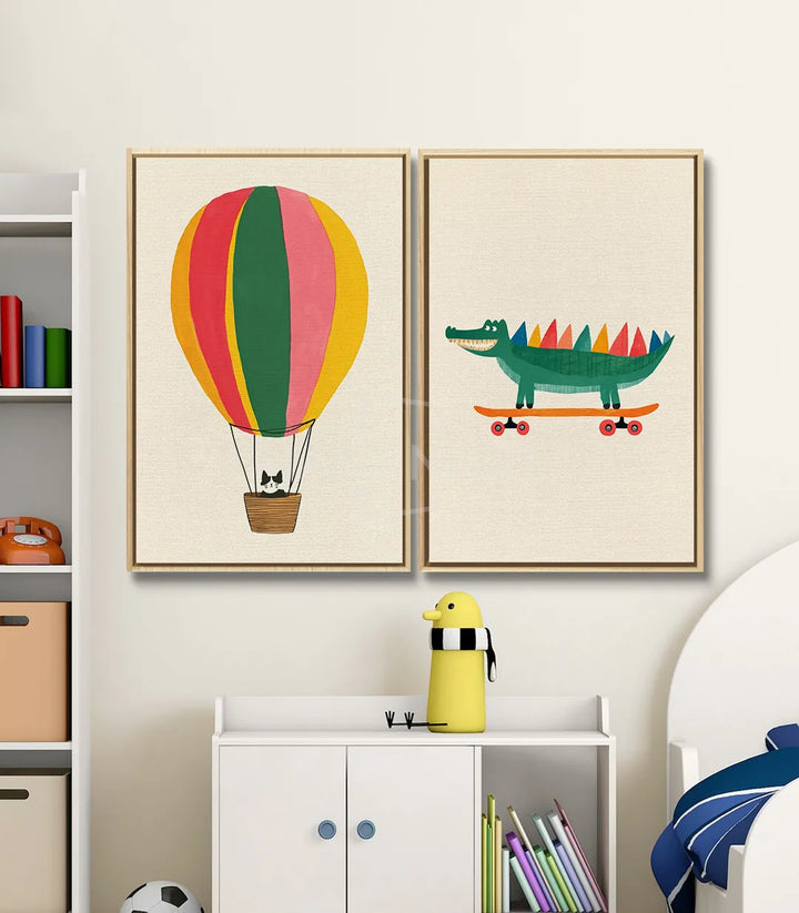 Tableau ballon air chaud Massinart — décoration intérieur chambre garçon