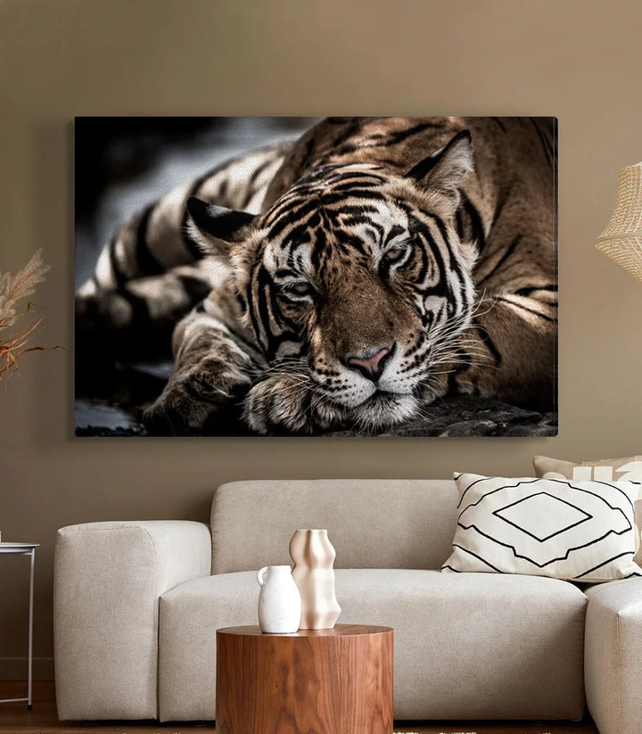 Tableau tigre nature photo-art dans séjour contemporain Massinart