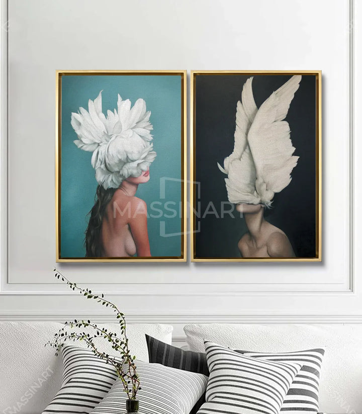 Tableau Pursuit of Daydreams diptyque - Mise en situation salon moderne Massinart
