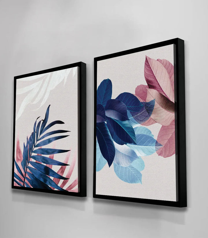 Tableau nature moderne Botanical Leaves cadre noir Massinart