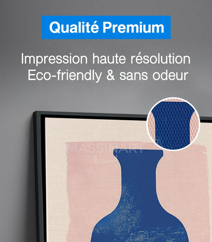 Détail fourchette et cuillère bleues, tableau Elegant Essentials gauche, texture minimaliste Massinart