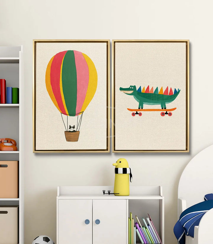 Tableau crocodile skateboard Massinart — mise en situation chambre enfant