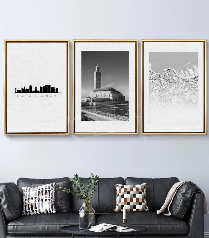 Tableau mosquée Hassan II architecture photo-art noir blanc Massinart