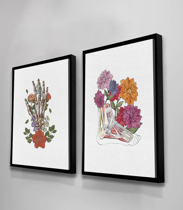 Mise en situation diptyque floral bones cadre noir bureau Massinart
