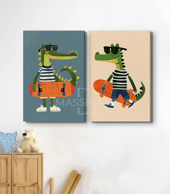 Décoration murale crocodile skateboard style contemporain jeunesse — Massinart
