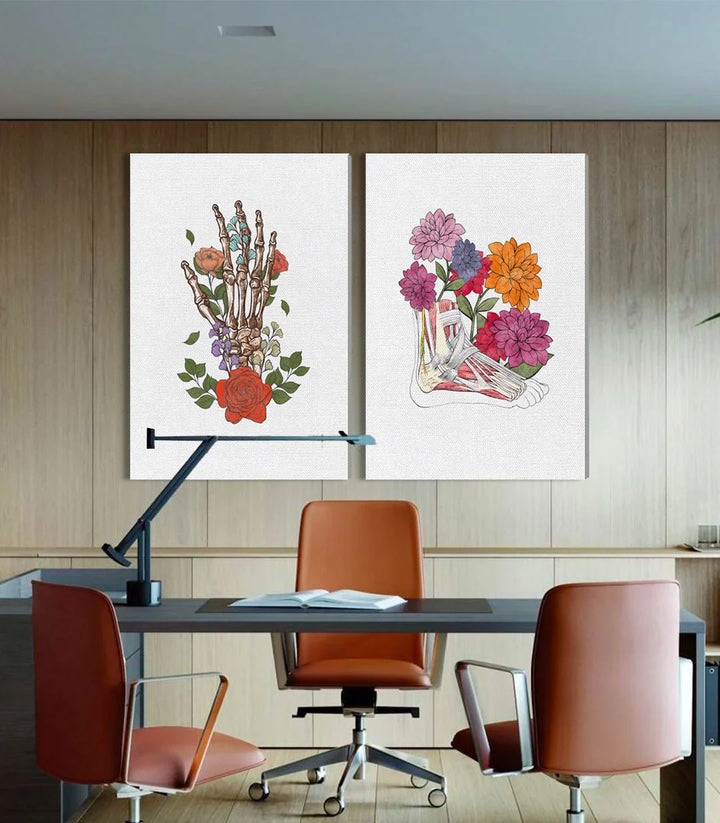 Mise en situation diptyque floral bones décoration professionnelle cabinet Massinart