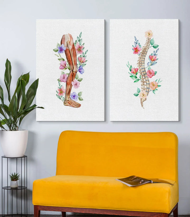 Décoration intérieur bureau — tableaux anatomie florale cadre noir Massinart