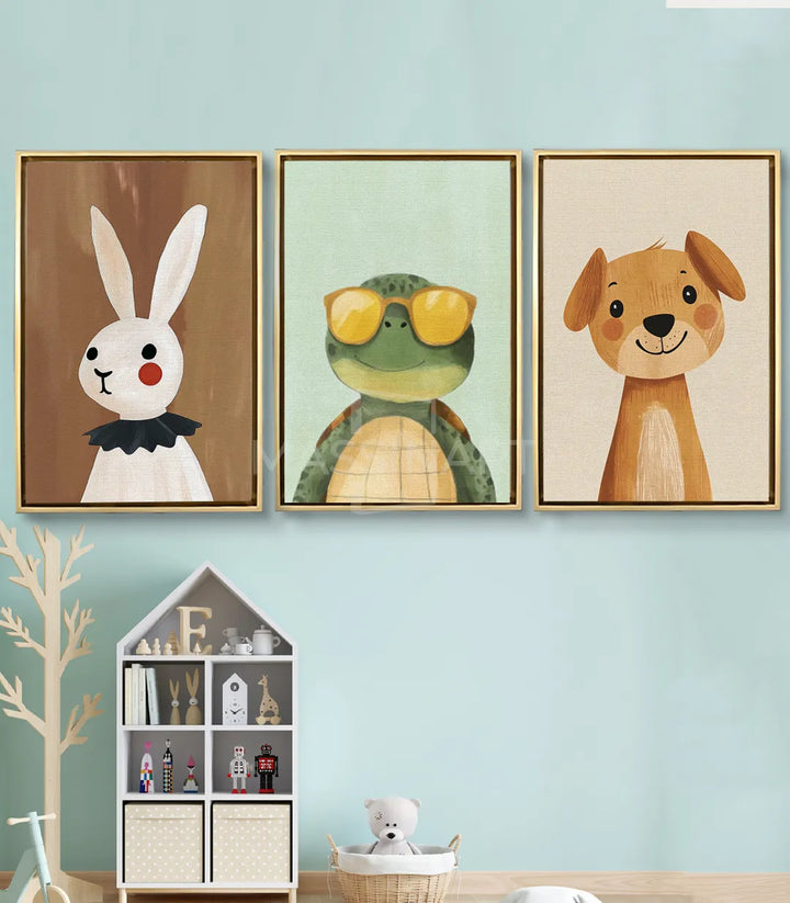 Tableau tortue verte lunettes jaunes minimaliste Massinart