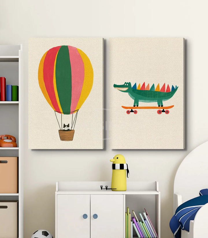Tableau crocodile skateboard Massinart — décoration enfant style contemporain