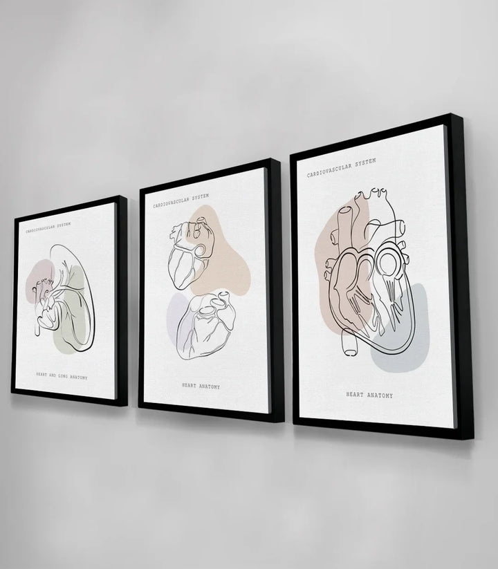 Détail frame center Tableau Heart Anatomy cœur anatomique beige — Massinart