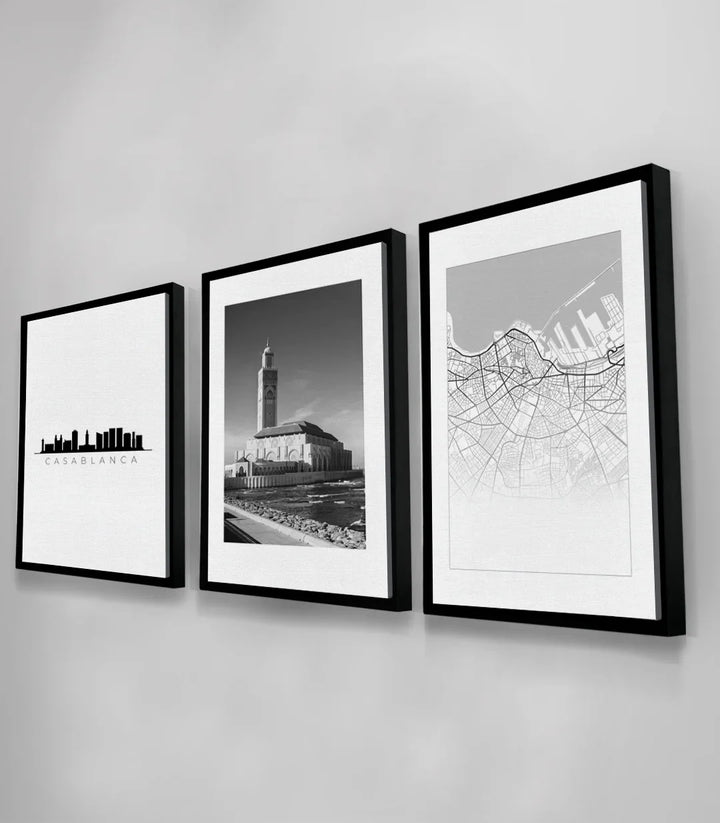 Mise en situation triptyque Casablanca décoration intérieur minimaliste Massinart