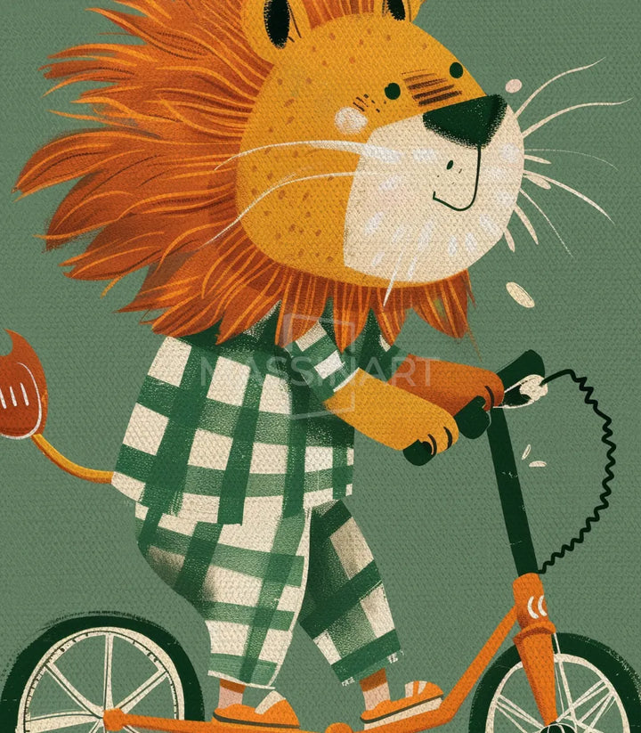 Tableau Skater King illustration détail lion vélo Massinart