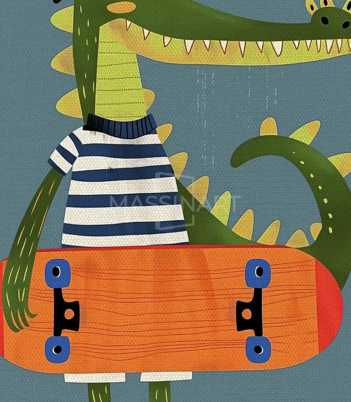 Mise en scène diptyque Chill Croc décor ludique mur blanc — Massinart