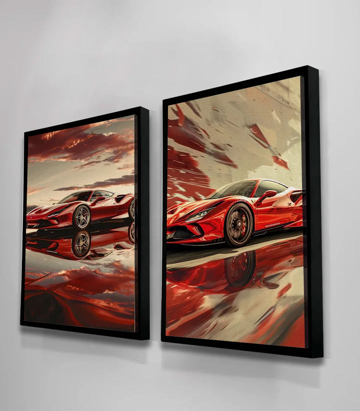 Tableau Red Reflection auto luxe mise en situation bureau Massinart