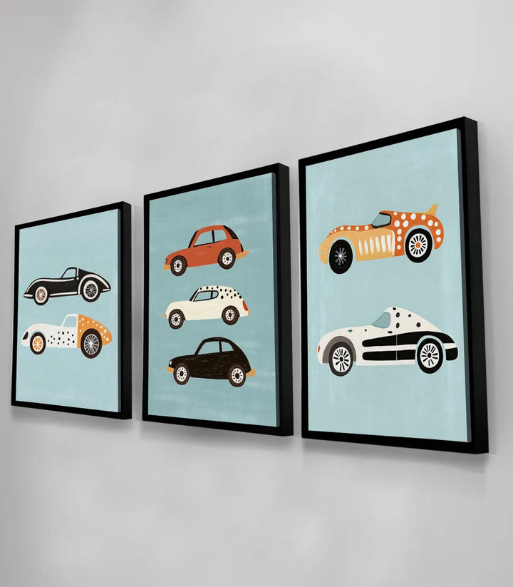 Mise en situation décoration intérieur triptyque vintage cars Massinart